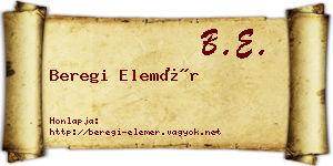 Beregi Elemér névjegykártya